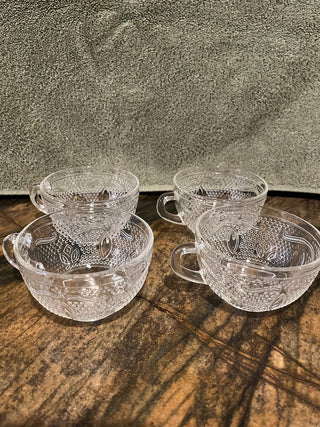 Vintage Federal Glass Co. Heritage Pattern Cup and Saucer set of 2 RSV