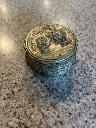 VTG silver plated, metal trinket box