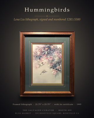 🎨 Lena Liu Signed & Numbered "Hummingbirds with Fuchsia" Framed Lithograph 🌸