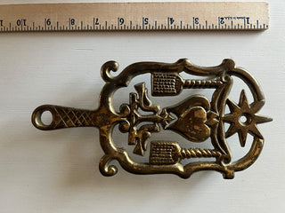 Vintage brass cast iron bird heart trivet RSV|100011