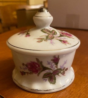 1950s Moss Rose Trinket Box w Lid
