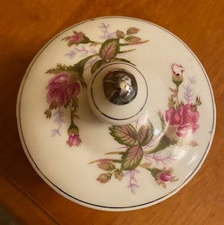 1950s Moss Rose Trinket Box w Lid