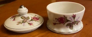 1950s Moss Rose Trinket Box w Lid