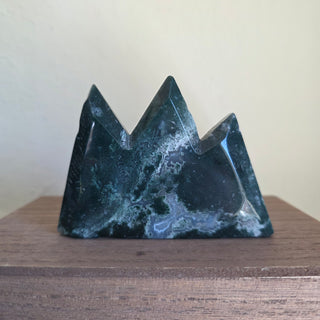 bri.craftique - Natural Gemstone - Moss Agate Carved Mountain
