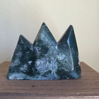 bri.craftique - Natural Gemstone - Moss Agate Carved Mountain