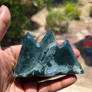 bri.craftique - Natural Gemstone - Moss Agate Carved Mountain