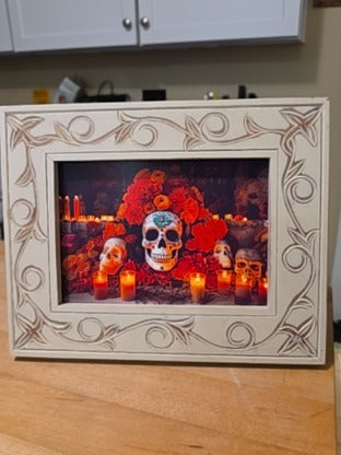RF Day of Dead Altar Photo in Carved Photo Frame