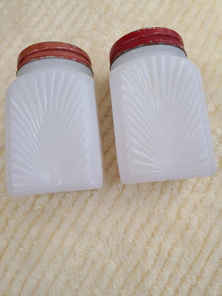 Hazel Atlas Milk Glass Dutch Boy/Girl Pepper & Salt Shaker Set RCD|85986
