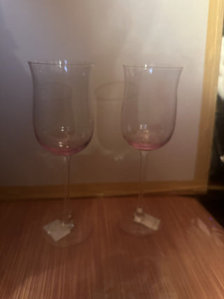 Set of Tulip Stemmed Wine Glasses in blush pink #63 VV MTS