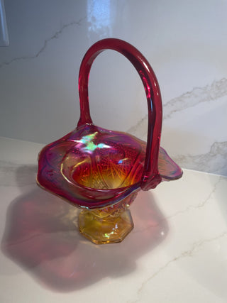 Indiana Sunset Carnival Glass Basket-RSV|75929