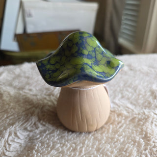 Ceramic Green/Blue Glazed Mushroom