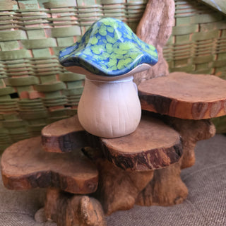 Ceramic Green/Blue Glazed Mushroom