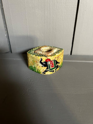 171 Soapstone square Elephant incense holder