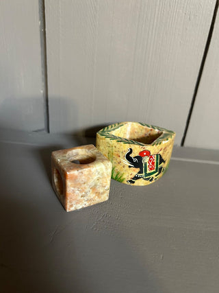 171 Soapstone square Elephant incense holder