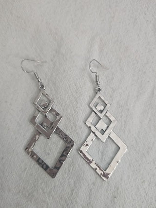 Diamond Shape Silver Earrings
