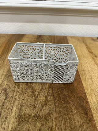 White Decorative Metal Desk Organizer MTS