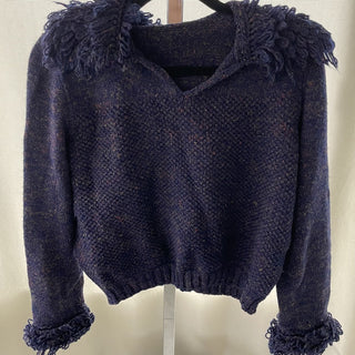 vintage handmade purple sweater w/ loopy collar & cuffs RSV