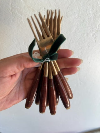 Siam Brass Wood Forks 8