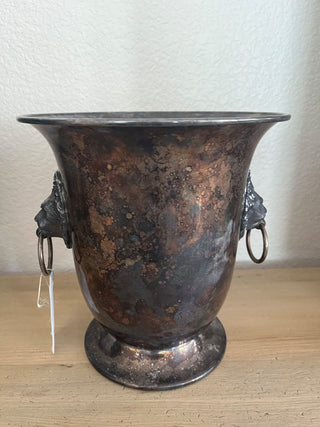 VINTAGE SILVER CHAMPAGNE BUCKET W/ALUMINUM INSERT WONDERFUL PATINA CITY OF WALNUT GROVE 30-YEAR SERVICE AWARD 1986 (KJS) RCD