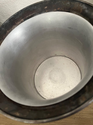 VINTAGE SILVER CHAMPAGNE BUCKET W/ALUMINUM INSERT WONDERFUL PATINA CITY OF WALNUT GROVE 30-YEAR SERVICE AWARD 1986 (KJS) RCD