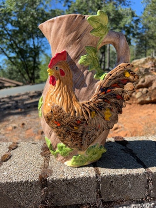 JP 11.5” vintage ceramic rooster water pitcher