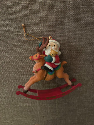 Santa Riding Rocking Reindeer Ornament   MTS|131922