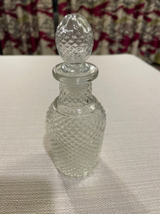 Vintage Avon 13 Clear Glass Diamond Cut Apothecary Decanter Bottle w/Stopper RSV