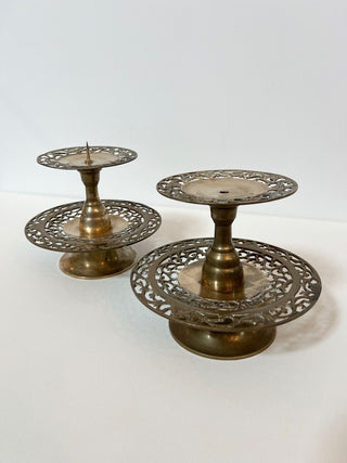 Antique ornate brass candle stand|58671