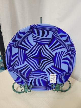 11-1/2" Blue & Red Fused Glass See Thru Plate RCD|82324