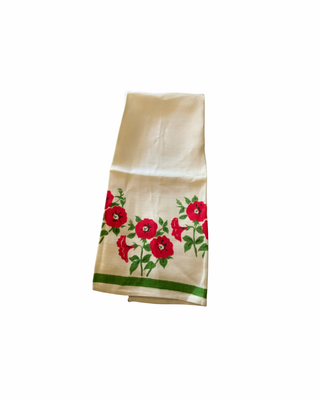 MG vtg linen towel w/red flowers|90808