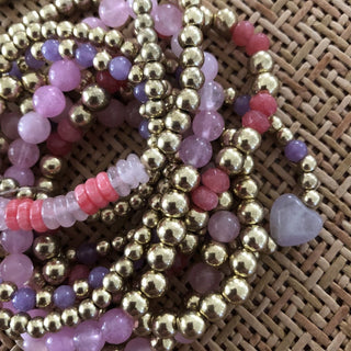 9 Bracelets Pink Gold Lilac RSV