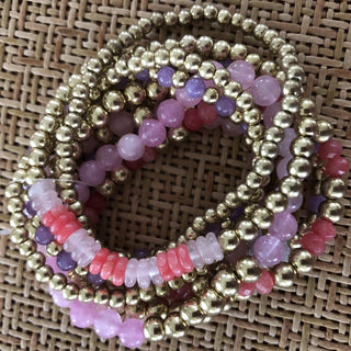 9 Bracelets Pink Gold Lilac RSV