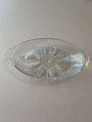 Vintage Anchor Hocking "Feather & Pearl" Oval Dish