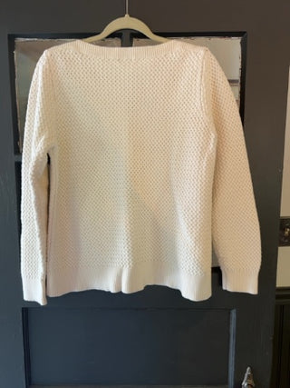 L.L. Bean cream cotton crewneck fisherman sweater Size XL