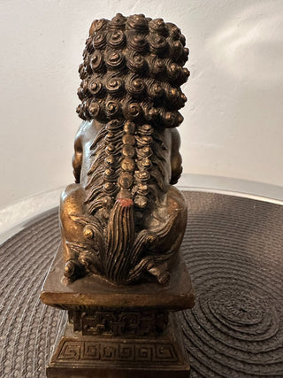 Dragon Dancing Lion Figure Antiqued Gold  MTS
