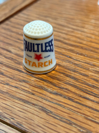 Vtg Thimble -Franklin Mint Porcelain "Faultless Starch" RCD|112990