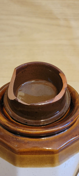 JMD- 1970s Brown & White Pottery Teapot- RSV|86332