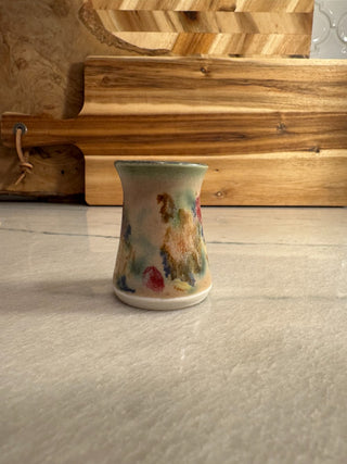 Folsom Clouds Pitcher and toothpick holder brown with abstract flowers|107089