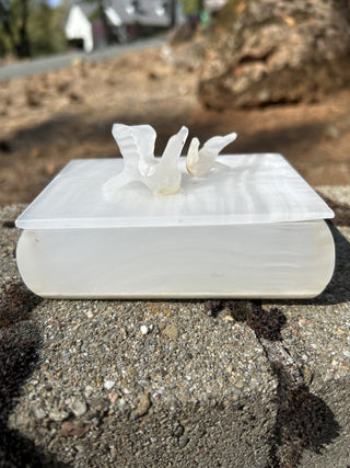 12F Onyx Marble DOVE PATTERN VINTAGE LARGE  TRINKET BOX MTS|65120