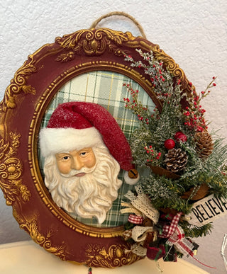 vintage frame oval santa art Believe RCD|134304