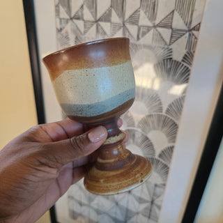 Vtg Otagiri  -  Earthtone Pottery Wine Goblet