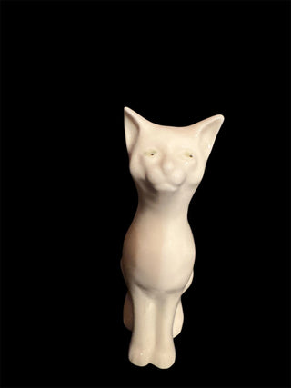 Vintage Belleek Ireland Sitting Cat Green eyes figurine Brown Stamp 1993 #62 VV MTS