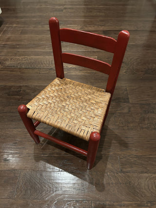 Vintage Red Child's Chair with Caned Seat MTS|75301