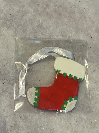 Handcrafted Clay Lg R led Stocking Ornament | Gift Tag|129783