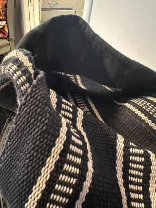 Handbag Woven Black/White Boho MTS|86259