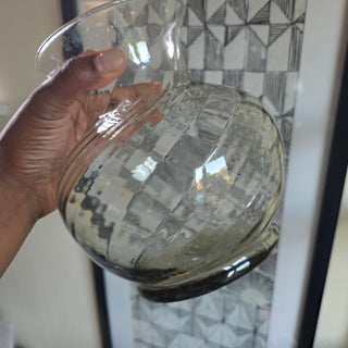 Vtg Taupe Handblown Swirl Glass Vase