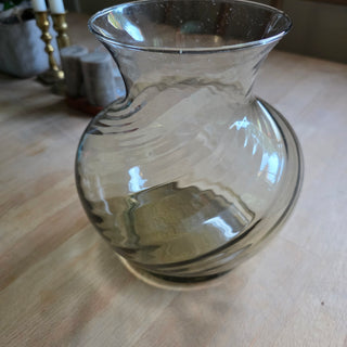 Vtg Taupe Handblown Swirl Glass Vase