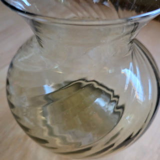 Vtg Taupe Handblown Swirl Glass Vase