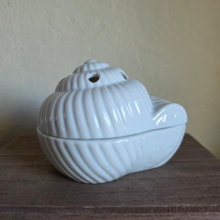 SALE - White Nautilus Shell Lidded Bowl