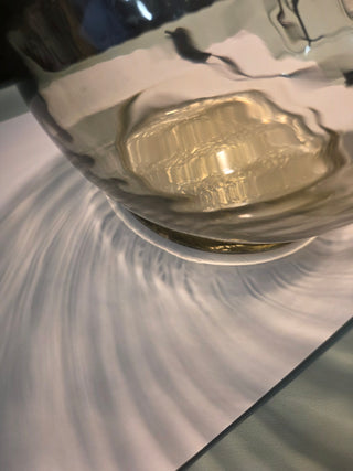 Vtg Taupe Handblown Swirl Glass Vase